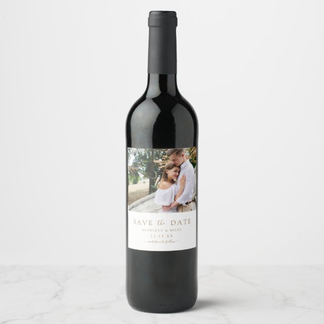 Étiquette Pour Bouteilles De Vin Enregistrer le Mariage photo Date (Devant)