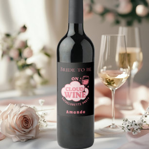 Étiquette Pour Bouteilles De Vin Enterrement de vie de jeune fille sur vin en nuage