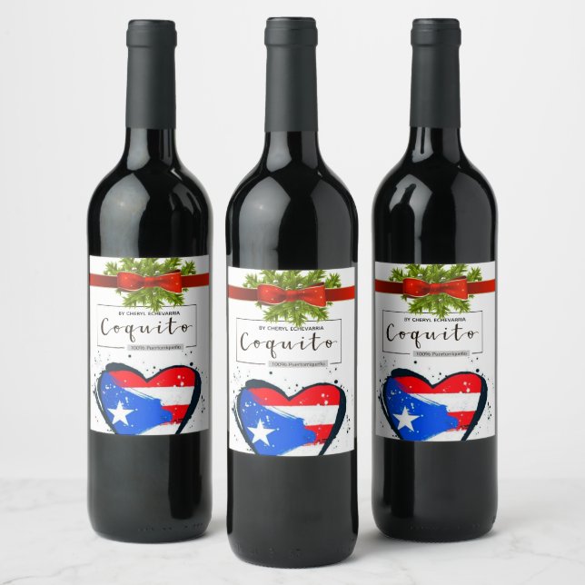 Étiquette Pour Bouteilles De Vin Enveloppement de Noël Coquito (Bouteilles)