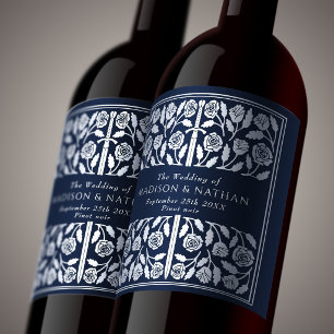 Étiquette Pour Bouteilles De Vin Épée Médiévale Royale Bleu Argent Mariage