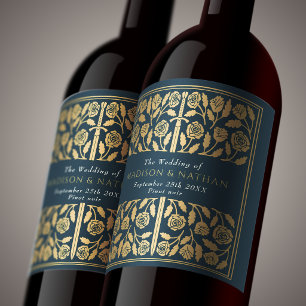 Étiquette Pour Bouteilles De Vin Épée Médiévale Royale Grise Dorée pour Mariage