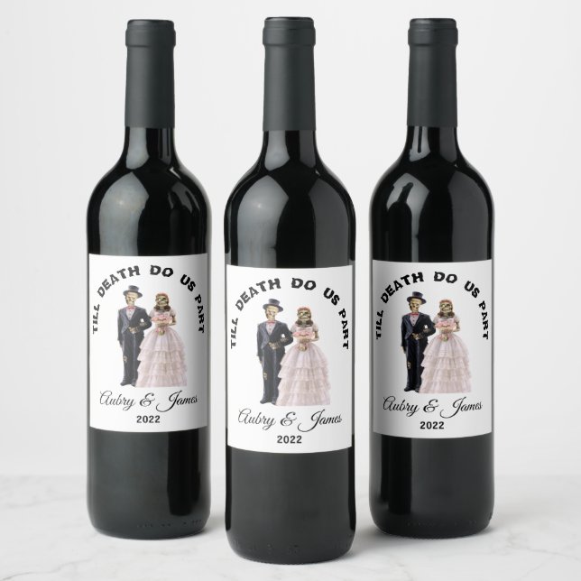 Étiquette Pour Bouteilles De Vin Épouse et fille de squelette (Bouteilles)