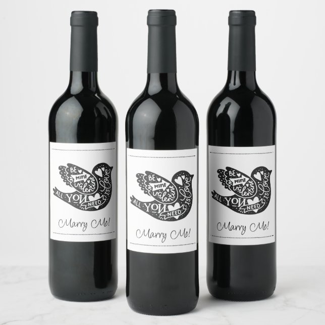 Étiquette Pour Bouteilles De Vin Épouse-moi Valentine's (Bouteilles)
