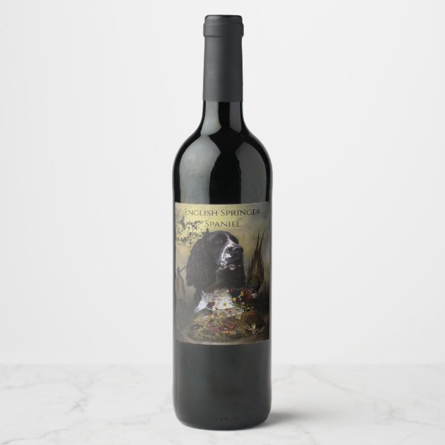 Étiquette Pour Bouteilles De Vin Espagnol Springer anglais avec faisan (Devant)