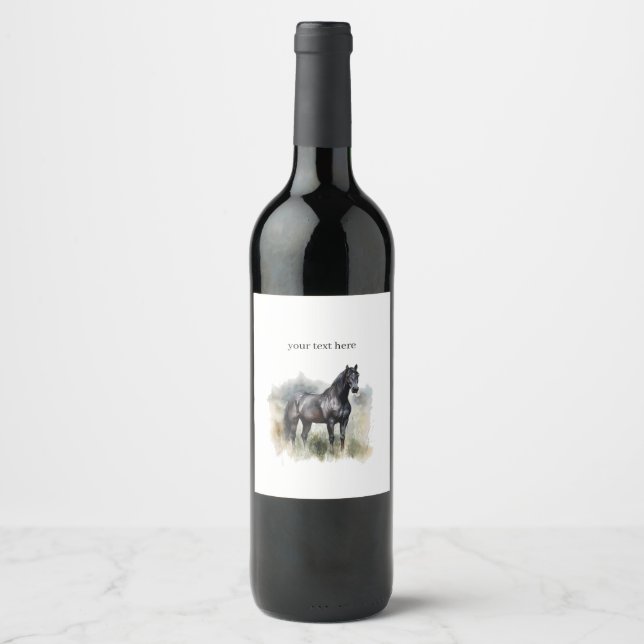 Étiquette Pour Bouteilles De Vin Esprit de l'étalon sauvage, coutume (Devant)