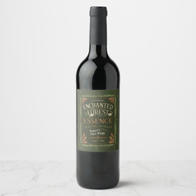 Étiquette Pour Bouteilles De Vin Essence forestière enchantée (Devant)