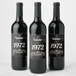 Étiquette Pour Bouteilles De Vin Est. 1972 Année Vintage