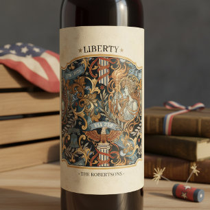 Étiquette Pour Bouteilles De Vin États-Unis 250 Liberty Art Nouveau Motif Bordure I