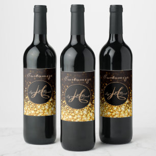 Étiquette Pour Bouteilles De Vin Étincelle d'or monogramme