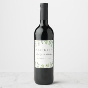 Étiquette Pour Bouteilles De Vin Étiquette à vin Mariage feuille verte Merci