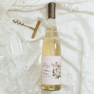 Étiquette Pour Bouteilles De Vin Étiquette à vin Mariage rose flou