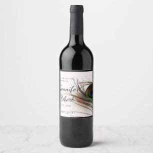 Étiquette Pour Bouteilles De Vin Étiquette à vin Peacock Feather Glamor
