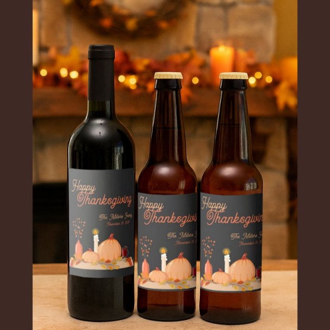 Étiquette Pour Bouteilles De Vin Étiquette de bouteille de Bon thanksgiving personn (Créateur téléchargé)