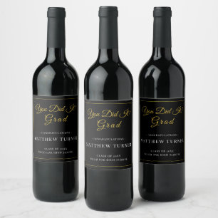 Étiquette Pour Bouteilles De Vin Étiquette de bouteille de graduation Or Noir Luxue