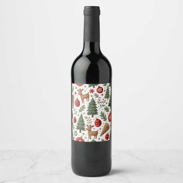 Étiquette Pour Bouteilles De Vin Étiquette de bouteille de vin de Noël (Devant)