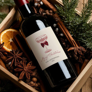 Étiquette Pour Bouteilles De Vin Étiquette de cadeau de bouteille de vin Joyeux Noë