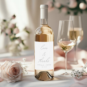Étiquette Pour Bouteilles De Vin Étiquette de mariage Love & Thanks avec écriture m