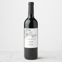 Étiquette de Merci de bouteille de vin bleu Dusty