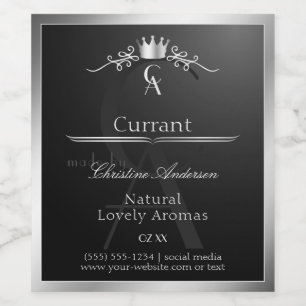 Étiquette Pour Bouteilles De Vin Étiquette de produit noir élégant monogramme à cad