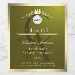Étiquette Pour Bouteilles De Vin Étiquette de produit vert olive Logo à cadre doré
