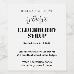 Étiquette Pour Bouteilles De Vin Étiquette de sirop de sureau personnalisable ZEB_0