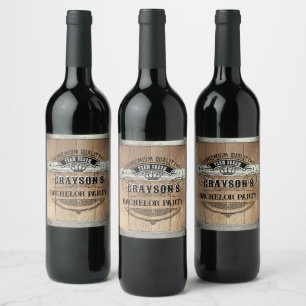 Étiquette Pour Bouteilles De Vin Étiquette de vin baril rustique pour enterrement d