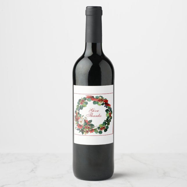 Étiquette Pour Bouteilles De Vin Étiquette de vin Couronne de Thanksgiving (Devant)