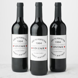 Étiquette Pour Bouteilles De Vin Étiquette de vin d'anniversaire modifiable