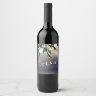 Étiquette Pour Bouteilles De Vin Étiquette de vin d'arbre de saule pleureur et lumi