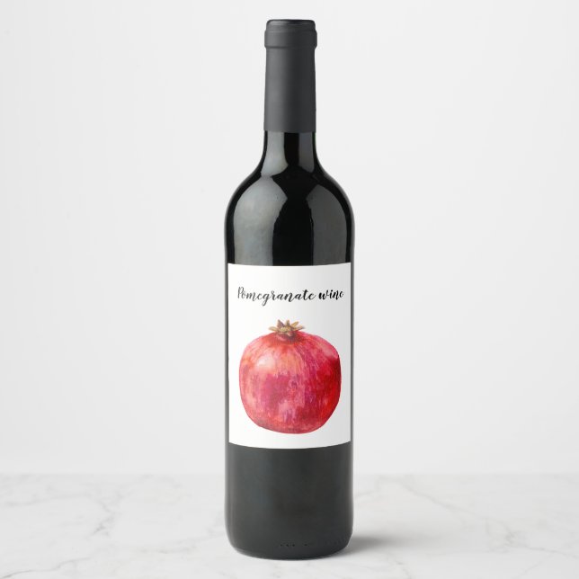 Étiquette Pour Bouteilles De Vin Étiquette de vin de grenade. (Devant)