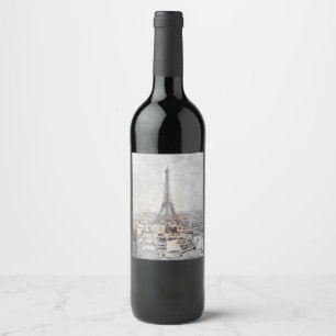 Étiquette Pour Bouteilles De Vin Étiquette de vin de la Tour Eiffel Paris - Élégant