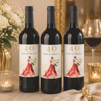 Étiquette Pour Bouteilles De Vin Étiquette de vin de luxe pour anniversaire en robe