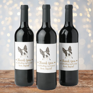 Étiquette Pour Bouteilles De Vin Étiquette de vin de mariage Chien Boston Terrier J