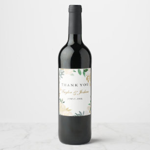 Étiquette Pour Bouteilles De Vin Étiquette de vin de mariage Merci Couronne de Blus