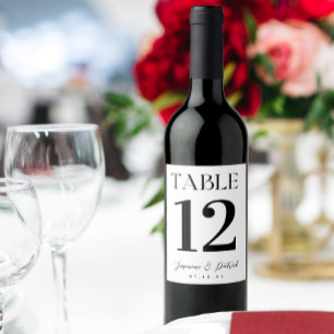 Étiquette Pour Bouteilles De Vin Étiquette de vin de numéro de table moderne et élé