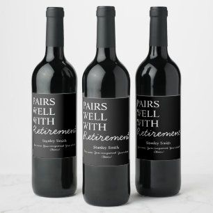 Étiquette Pour Bouteilles De Vin Étiquette de vin de retraite – Félicitations et Sa