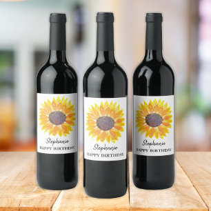 Étiquette Pour Bouteilles De Vin Étiquette de vin de tournesol personnalisé