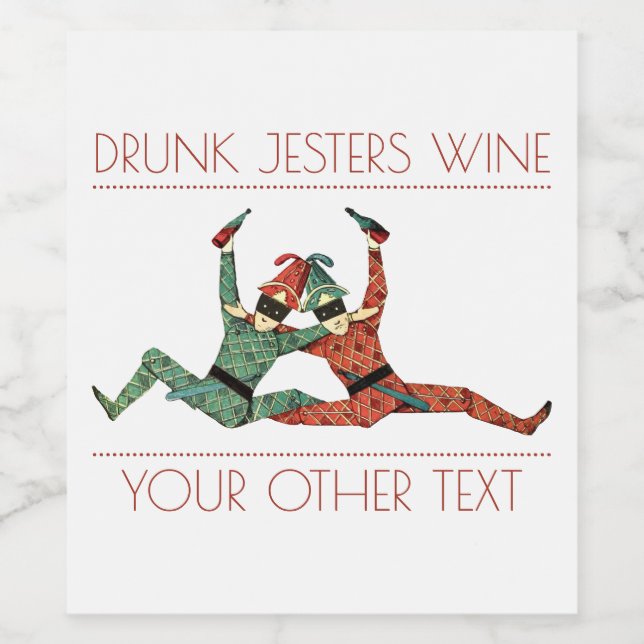 Étiquette Pour Bouteilles De Vin Étiquette de vin Drunk Jesters (Étiquettes simples)