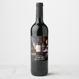 Étiquette Pour Bouteilles De Vin Étiquette de vin Halloween Brassin de sorcières