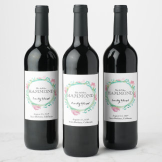 Étiquette Pour Bouteilles De Vin Étiquette de vin Mariage Fleurs de printemps