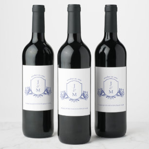 Étiquette Pour Bouteilles De Vin Étiquette de vin Monogram Crest Vintage
