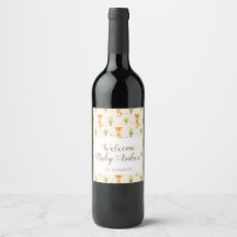 Étiquette de vin personnalisée avec initiales bébé