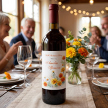 Étiquette de vin pour anniversaire marquant Fleur