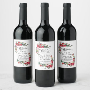 Étiquette Pour Bouteilles De Vin Étiquette de vin Rose sauvage