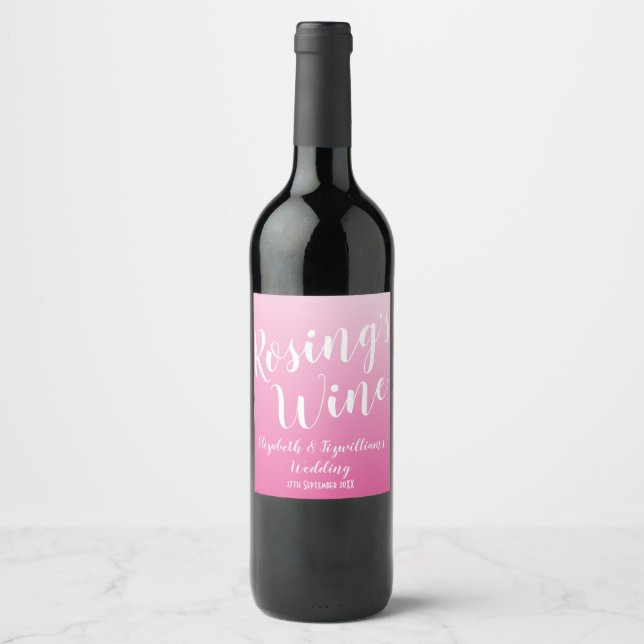 Étiquette Pour Bouteilles De Vin Étiquette de vin rose vif élégante (Devant)
