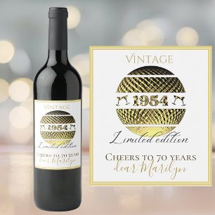 Étiquette Pour Bouteilles De Vin Étiquette de vin vintage 1954 70e anniversaire