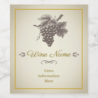 Étiquette Pour Bouteilles De Vin Étiquette de vin vintage classique avec jaune