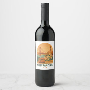 Étiquette Pour Bouteilles De Vin Étiquette de vin vintage de San Francisco Voyage