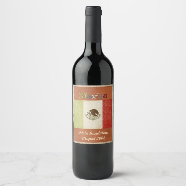 Étiquette Pour Bouteilles De Vin Étiquette du vin mexicain (Devant)