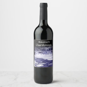 Étiquette Pour Bouteilles De Vin Étiquette froid bleu et blanc de vin de crique